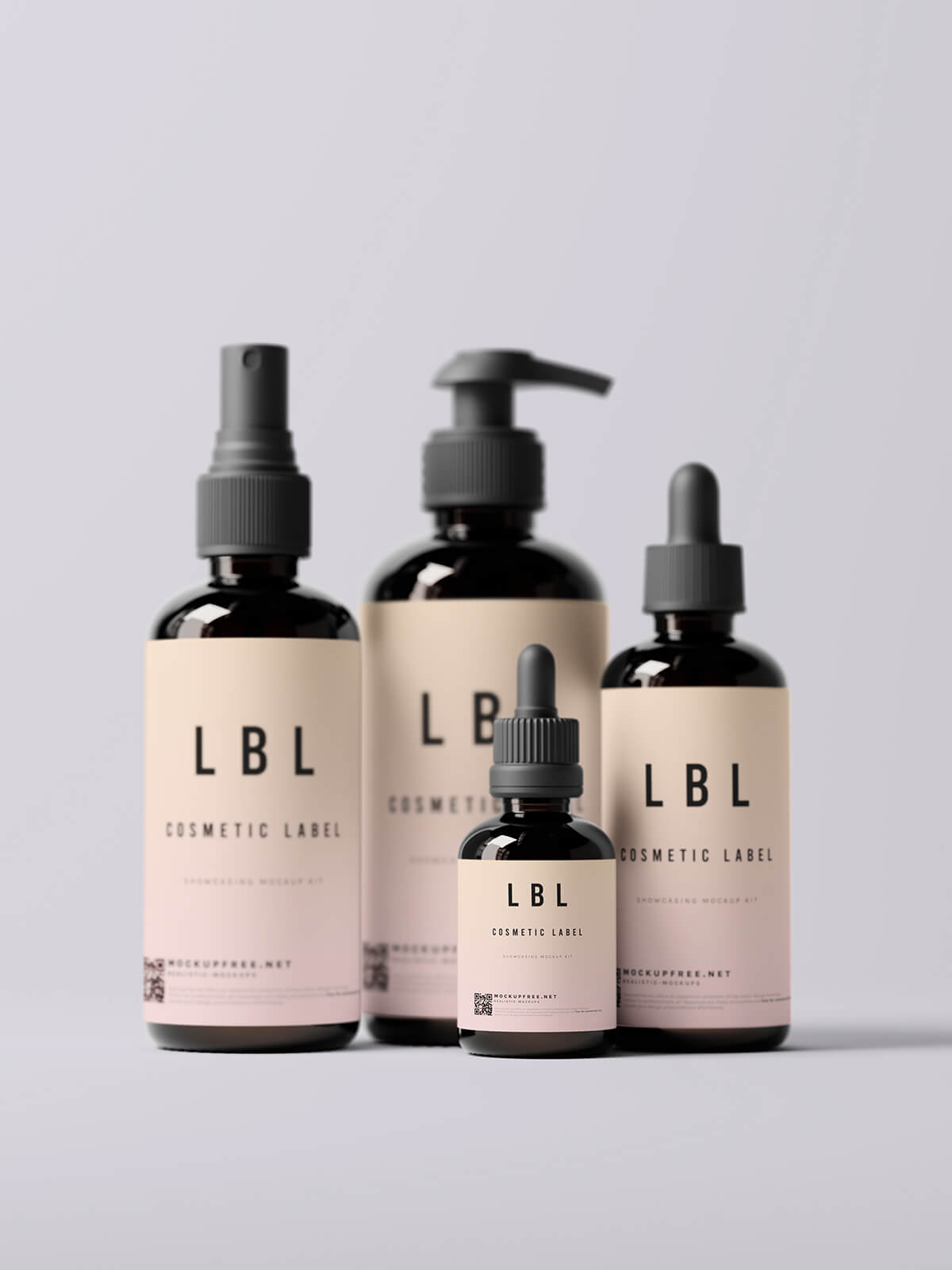 Free Cosmetic Bottles Label Mockup PSD