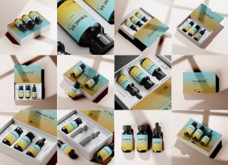 Free Cosmetic Travel Kit Box Packaging Mockup PSD