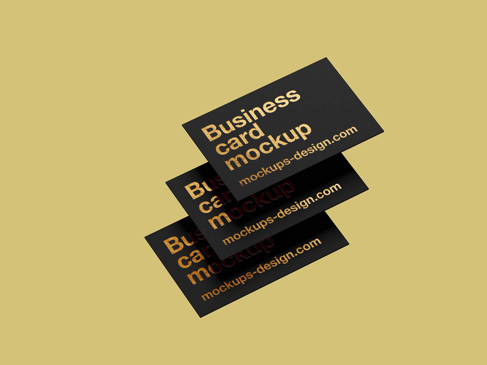 Free Gold Metallic Foil Business Card Mockup PSD 