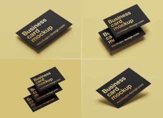 Free Gold Metallic Foil Business Card Mockup PSD