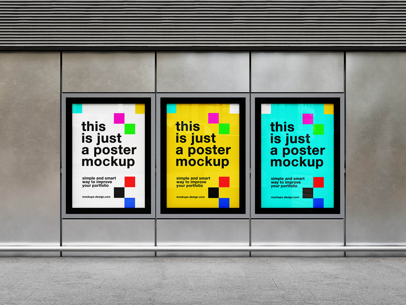 Free Lined-up Citylight Poster Mockup PSD