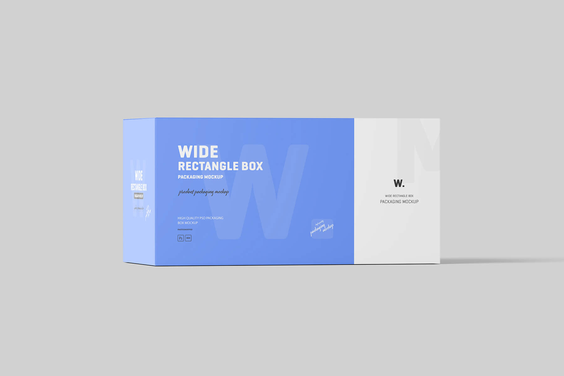 Free Wide Rectangle Box Packaging Mockup PSD