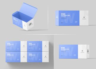 Free Wide Rectangle Box Packaging Mockup PSD