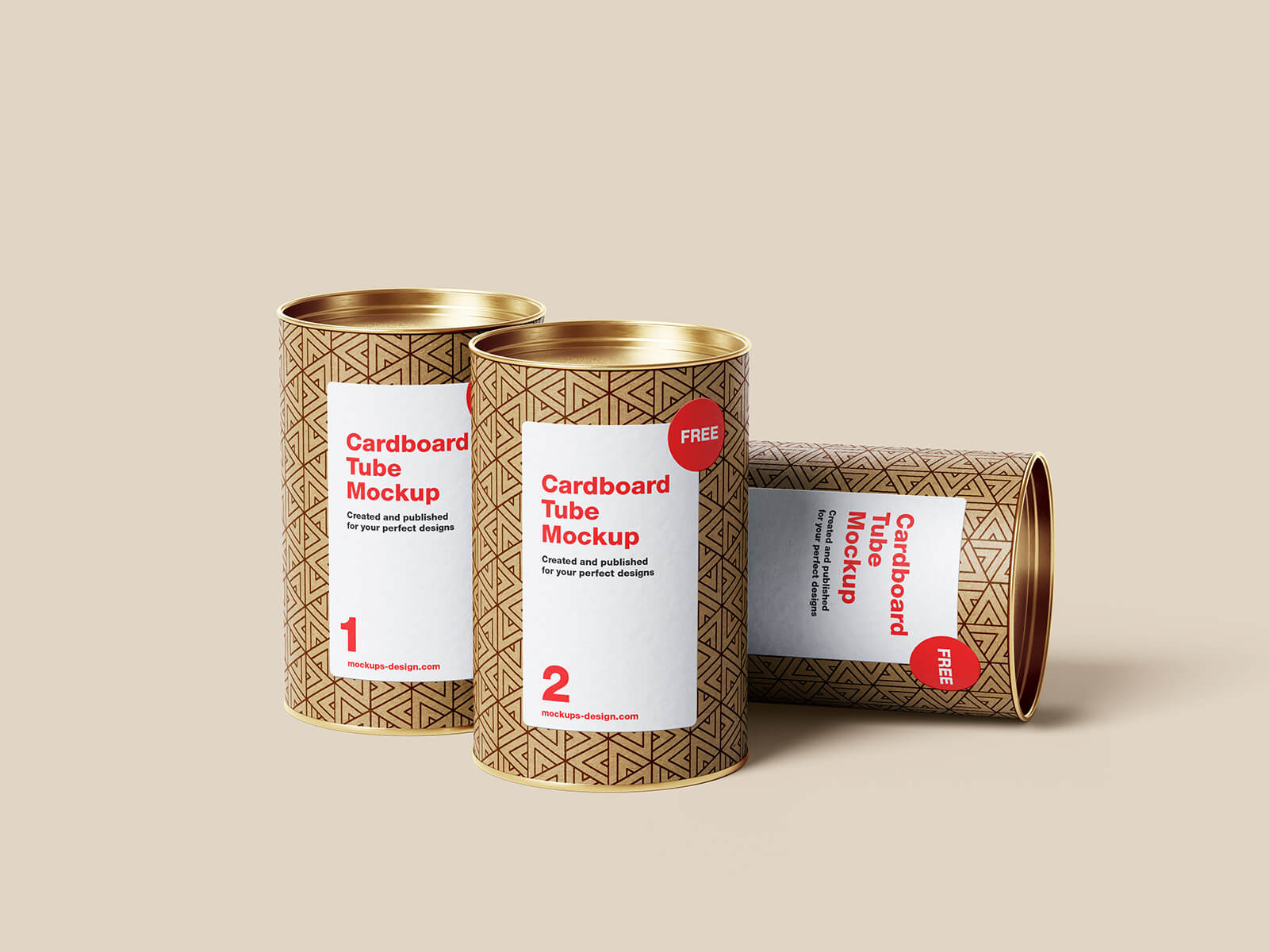 Free Cardboard Tube Cylinder Packaging Mockup PSD