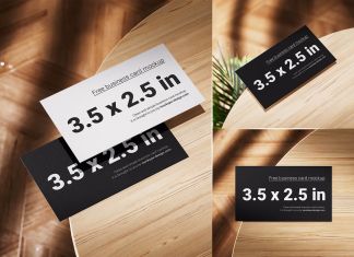 Free 3.5 x 2.5 Inches Business Card Mockup PSD