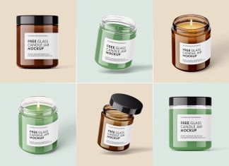 Free Clear Glass Scented Jar Candle Mockup PSD