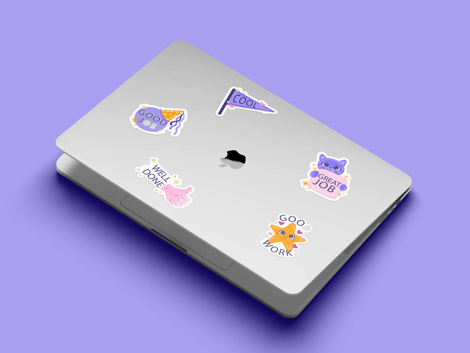 Free Laptop Sticker Mockup PSD Set