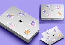 Free Laptop Sticker Mockup PSD Set