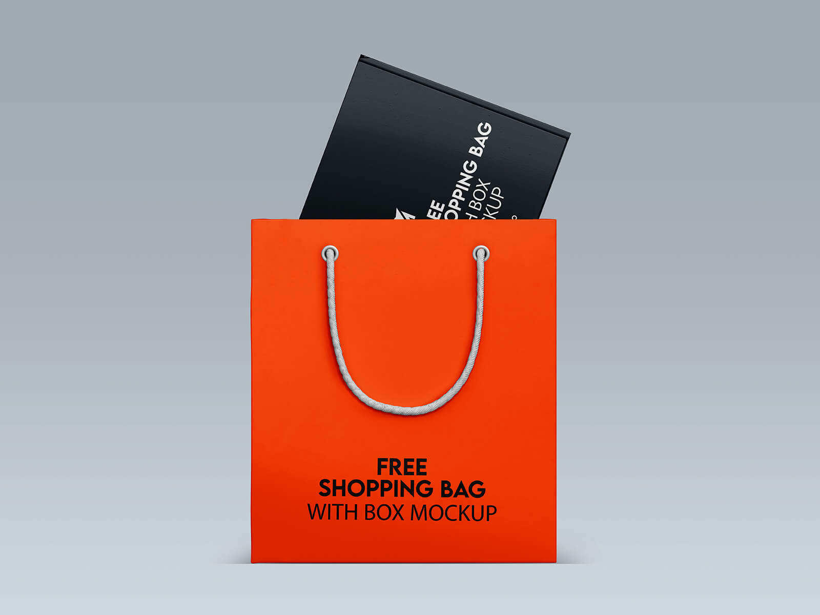 Free Shopping Bag With Gift Box Mockup PSD