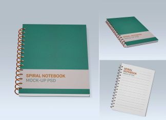 Free Spiral Notebook Mockup PSD Set