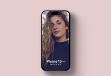 Free Top View iPhone 15 Pro Mockup PSD