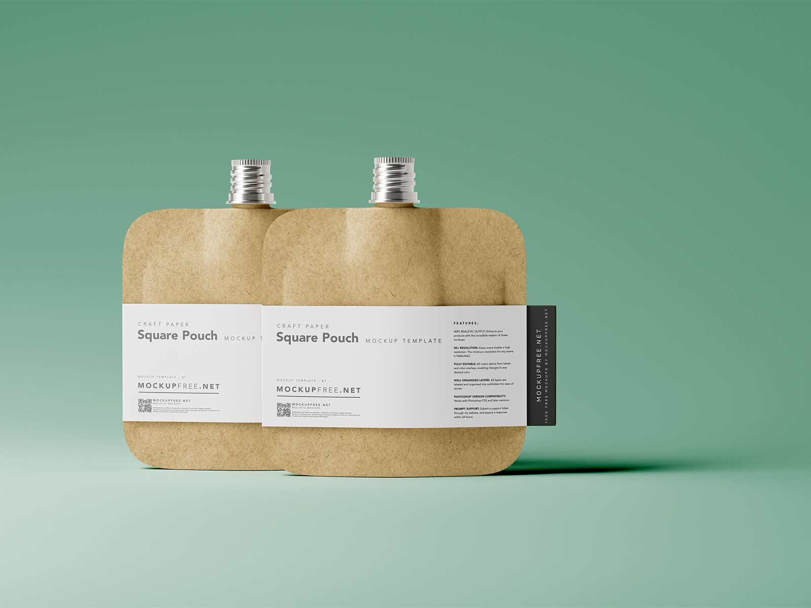 Free Kraft Paper Standing Pouch Mockup
