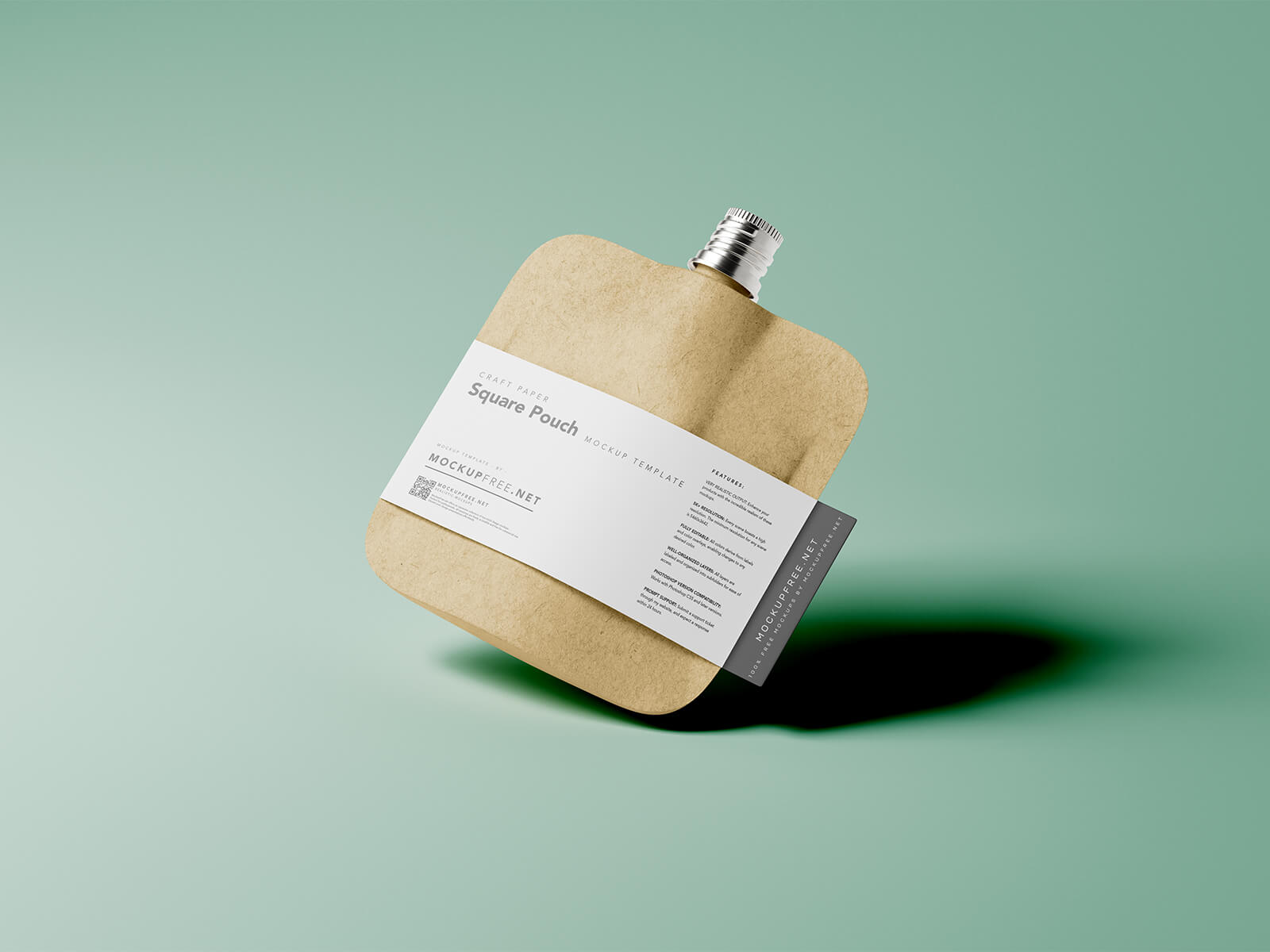 Free Kraft Paper Standing Pouch Mockup