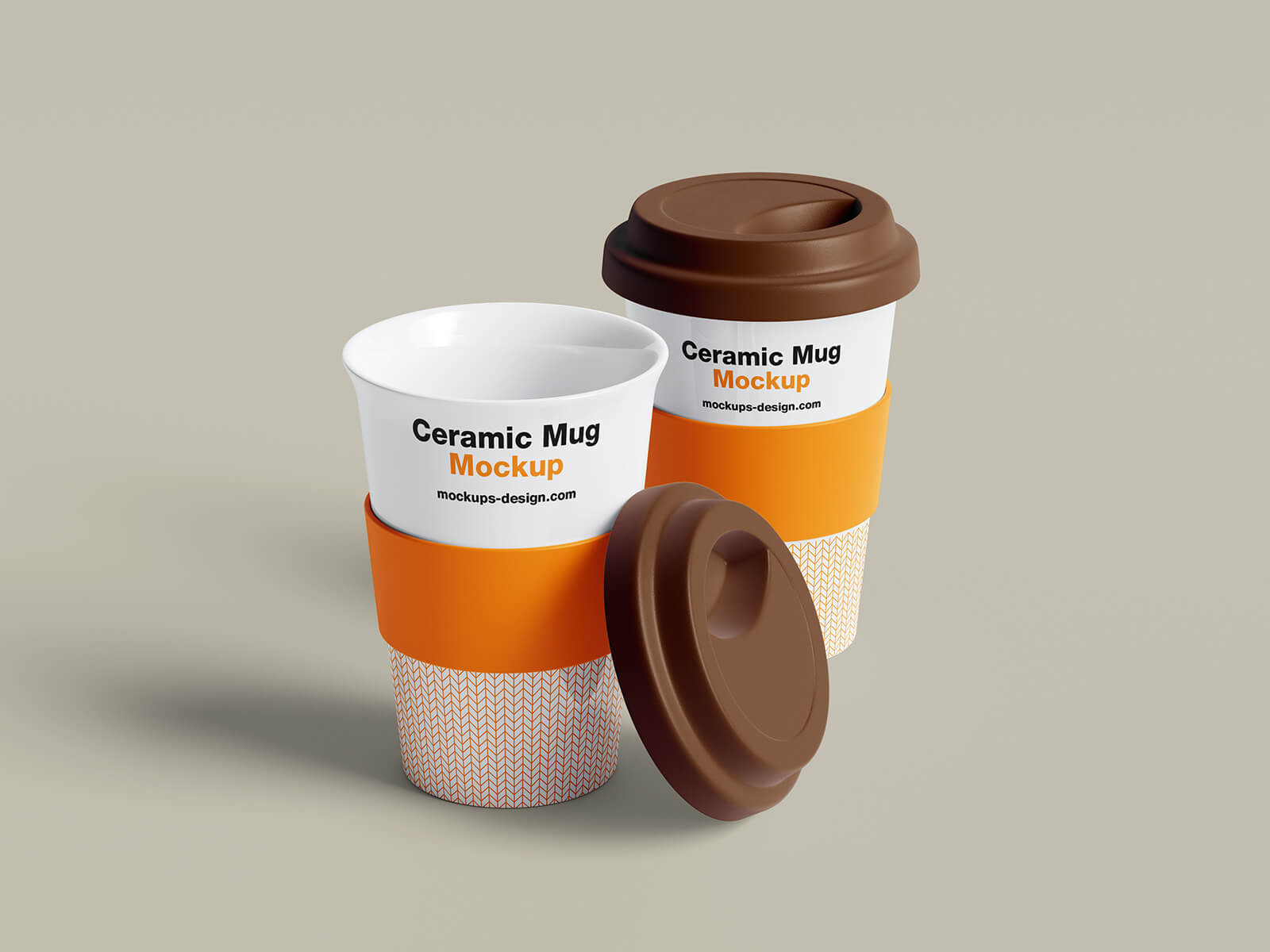Free Reusable Ceramic Mug With Cap Mockup PSD