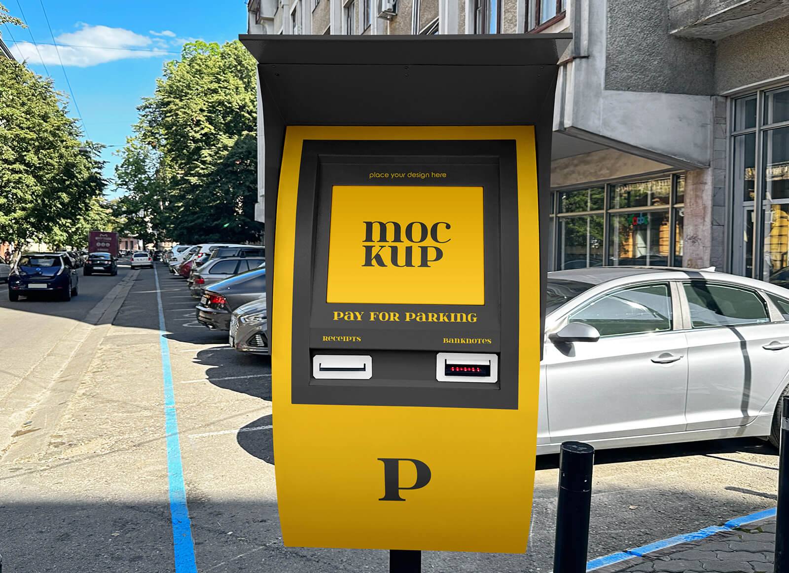 Free Automatic Car Park Payment Machine Mockup PSD