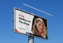 Free Blue Sky Billboard Mockup PSD
