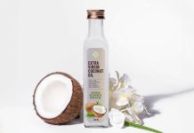 Free Extra Virgin Coconut Oil Bottle Mockup PSD