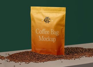 Free Coffee Bag Standing Pouch Mockup PSD
