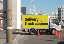 Free Delivery Truck Mockup PSD