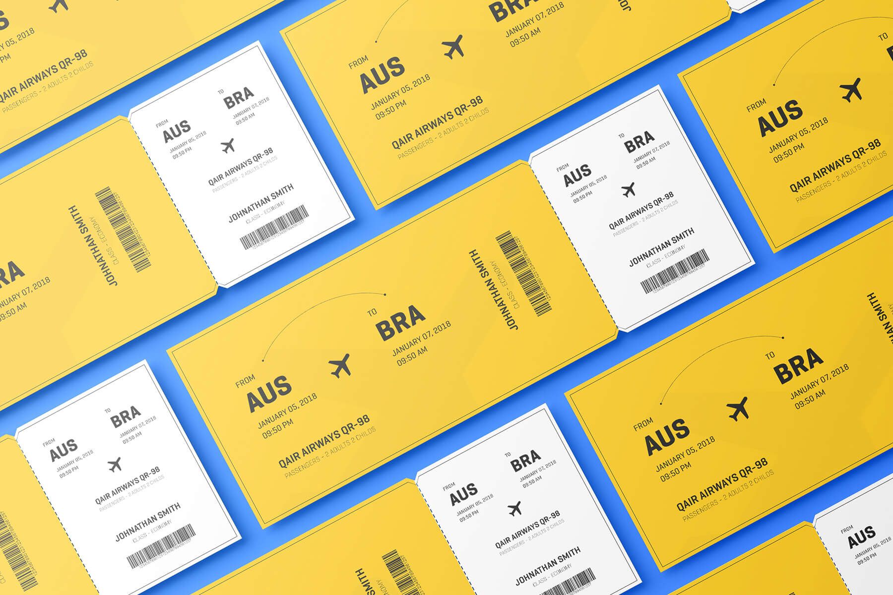 Free Event Ticket Boarding Pass Mockup PSD
