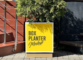Free Outdoor Large Box Planter Mockup PSD