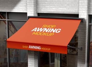 Free Shop Awning Mockup PSD