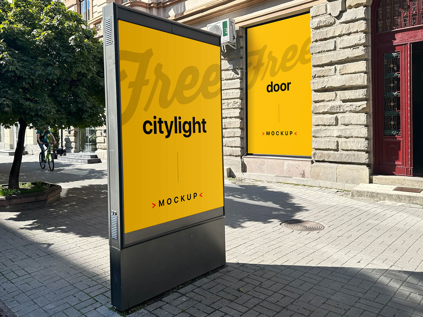 Free Street City Light Poster Mockup PSD