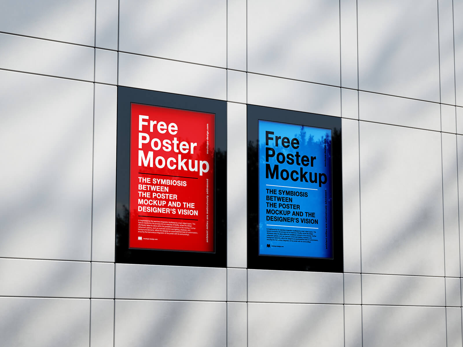 Free Wall Mounted Framed Poster Mockup PSD