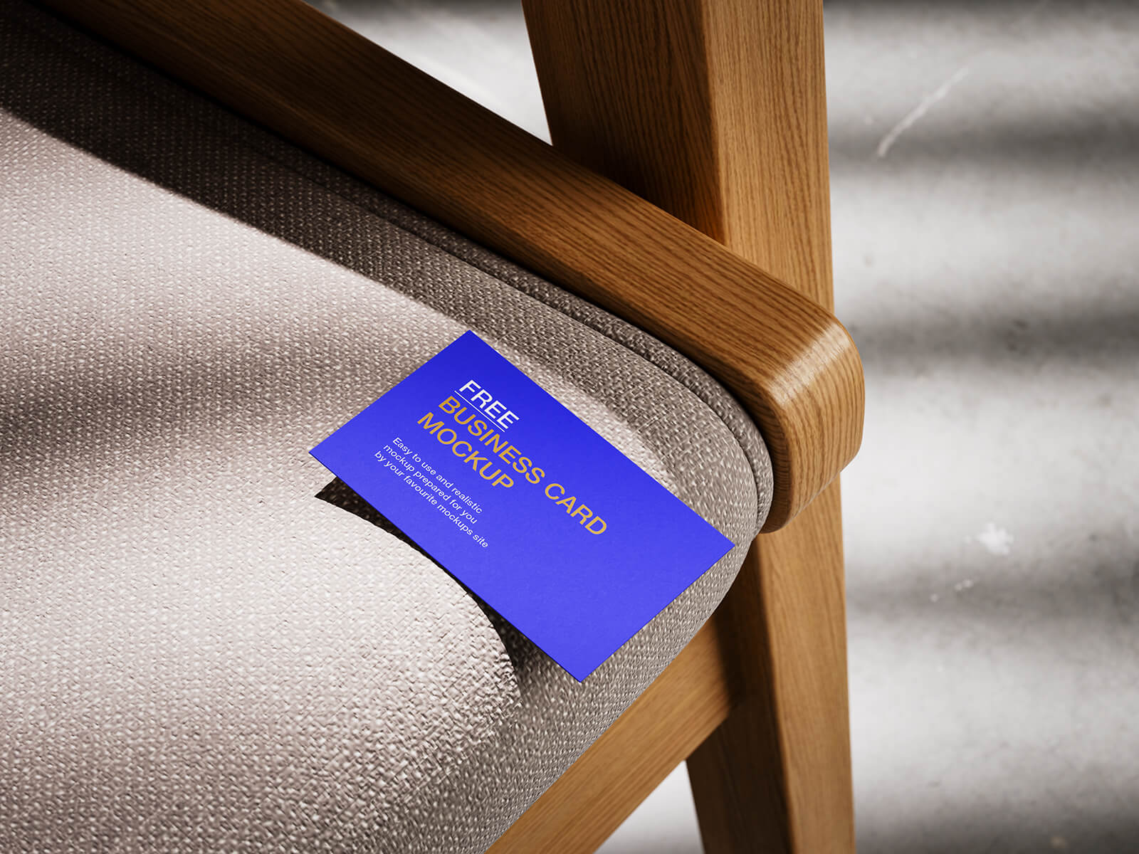 Free Wooden Armchair Business Card Mockup PSD