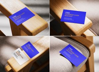 Free Wooden Armchair Business Card Mockup PSD