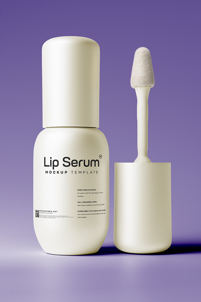 Free Lip Balm Serum Bottle Mockup PSD