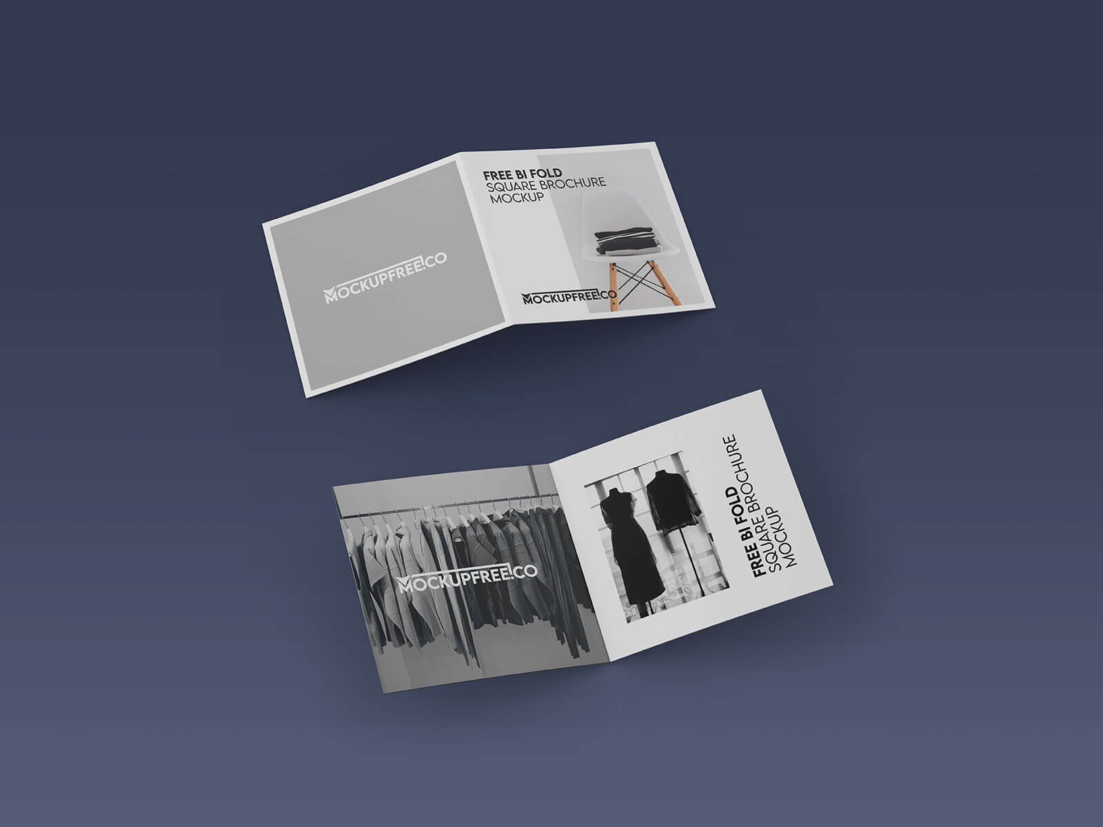 Free Bi-Fold Square Brochure Mockup