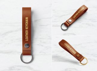 Free Leather Keychain Mockup PSD