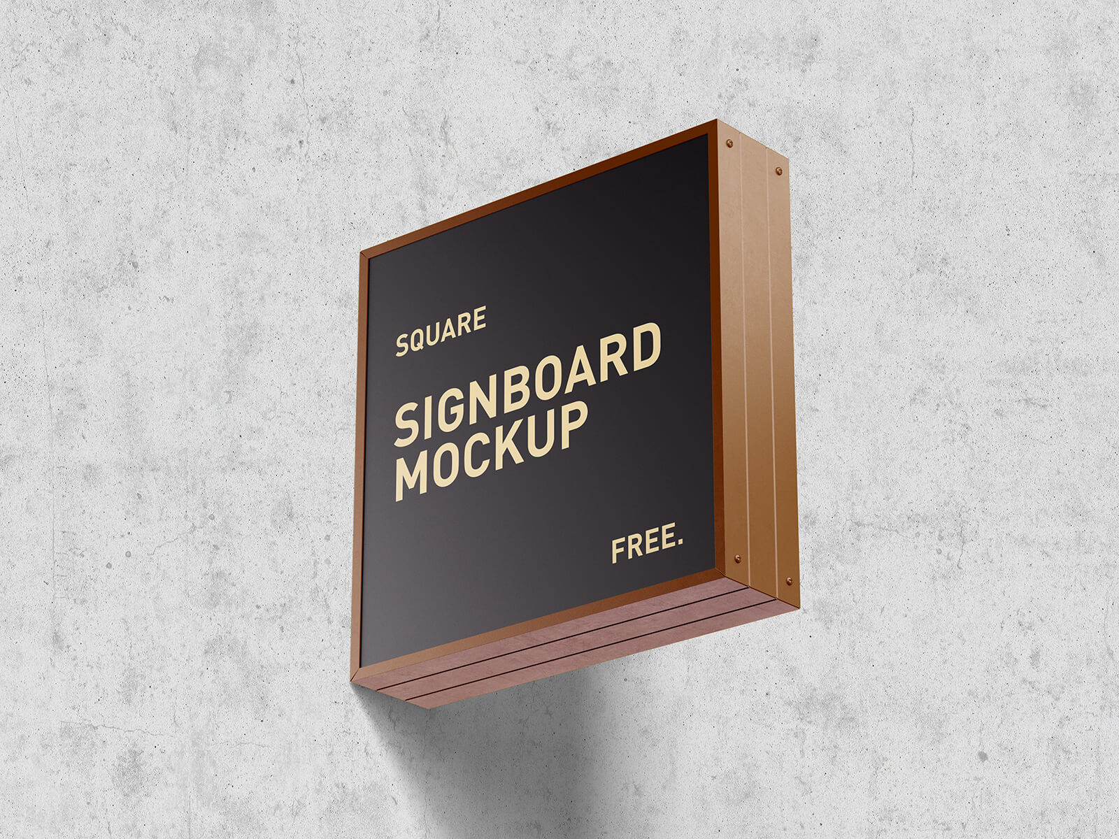 Free Wall Mounted Square Signboard Mockup PSD Files