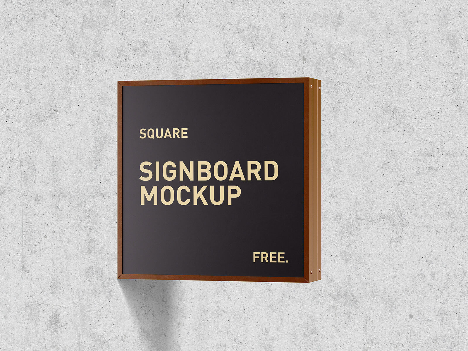 Free Wall Mounted Square Signboard Mockup PSD Files