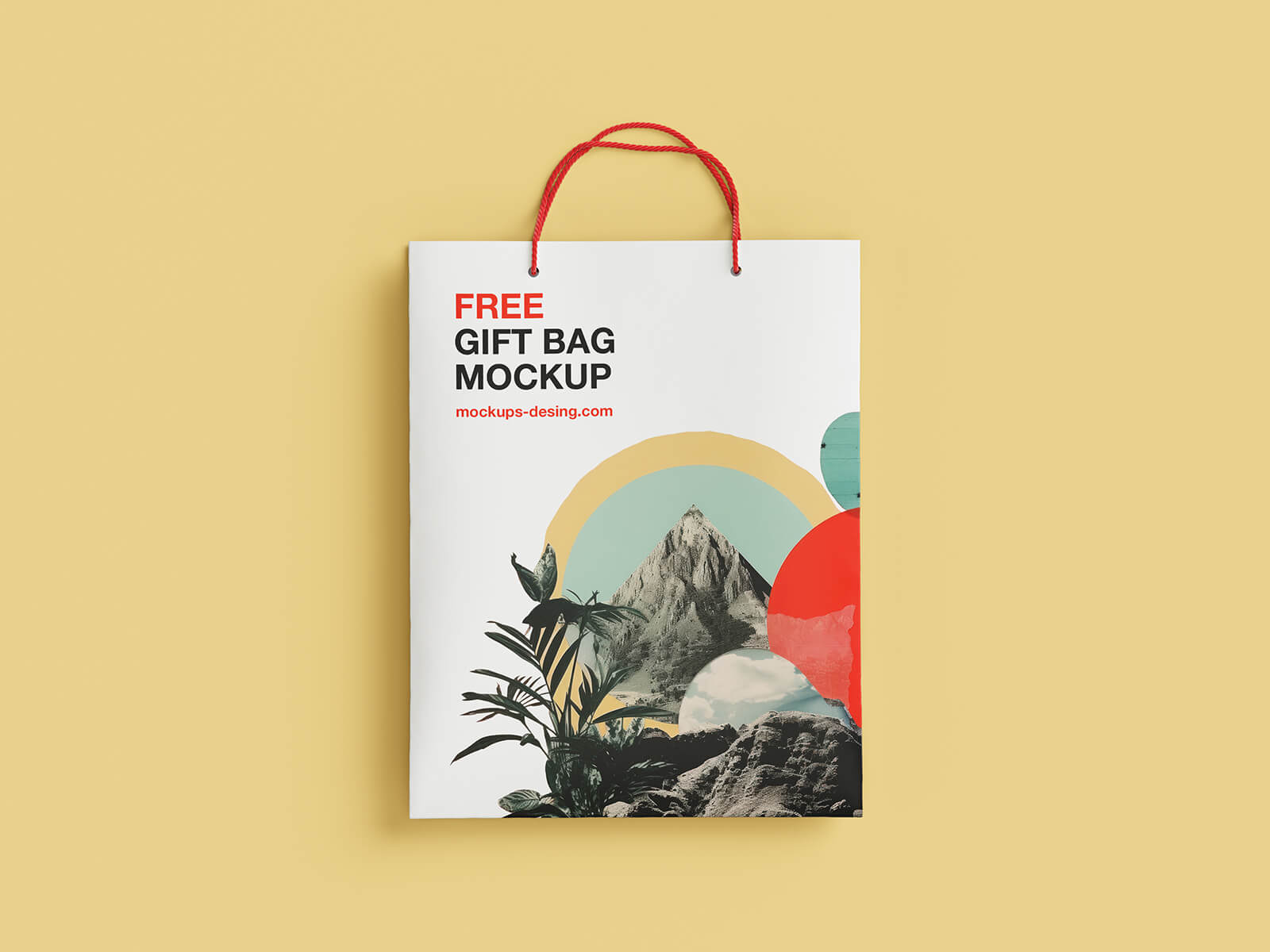 Free Folded Flat Gift Shopping Bag Mockup PSD