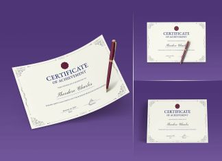 Free Certificate Diploma Mockup PSD