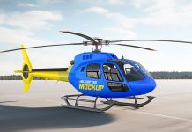 Free Helicopter Branding Mockup PSD