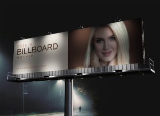 Free-Night-Vew-Billboard-Hoarding-Mockup-PSD