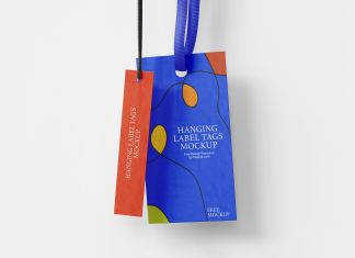 Free Two Hanging Tags Mockup PSD