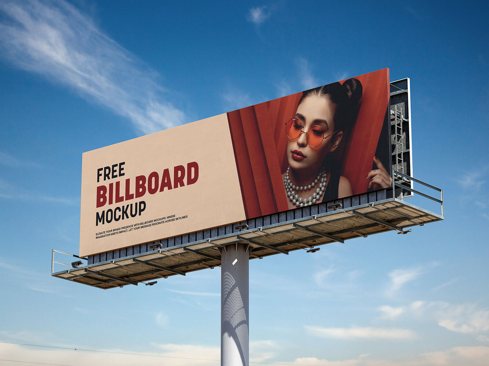 Free Wide Billboard Hoarding Mockup PSD Size 48+ù14 ft