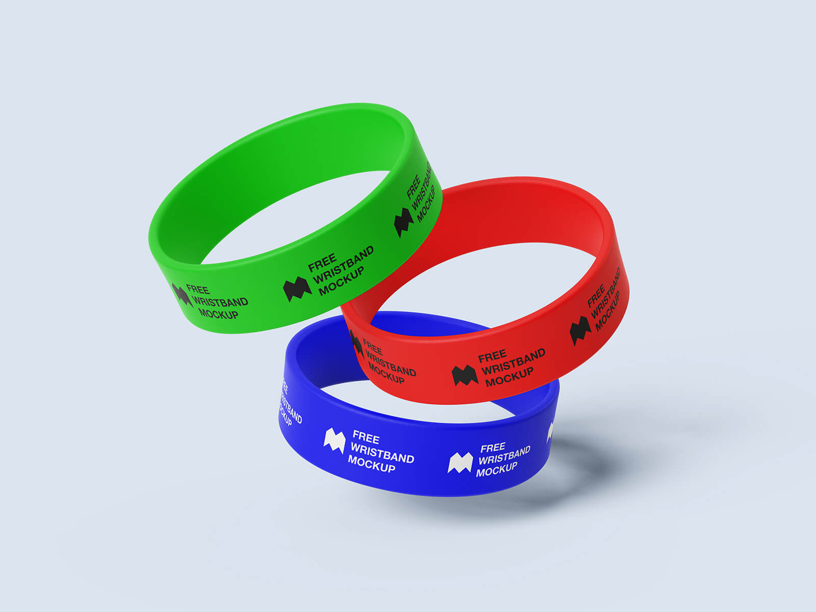 Free Wide Silicone Wristbands Rubber Bracelet Mockup PSD