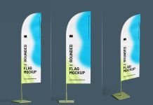 Free Indoor Blade Feather Flag Banner Mockup PSD