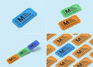 Free Paper Ticket Coupon Mockup PSD