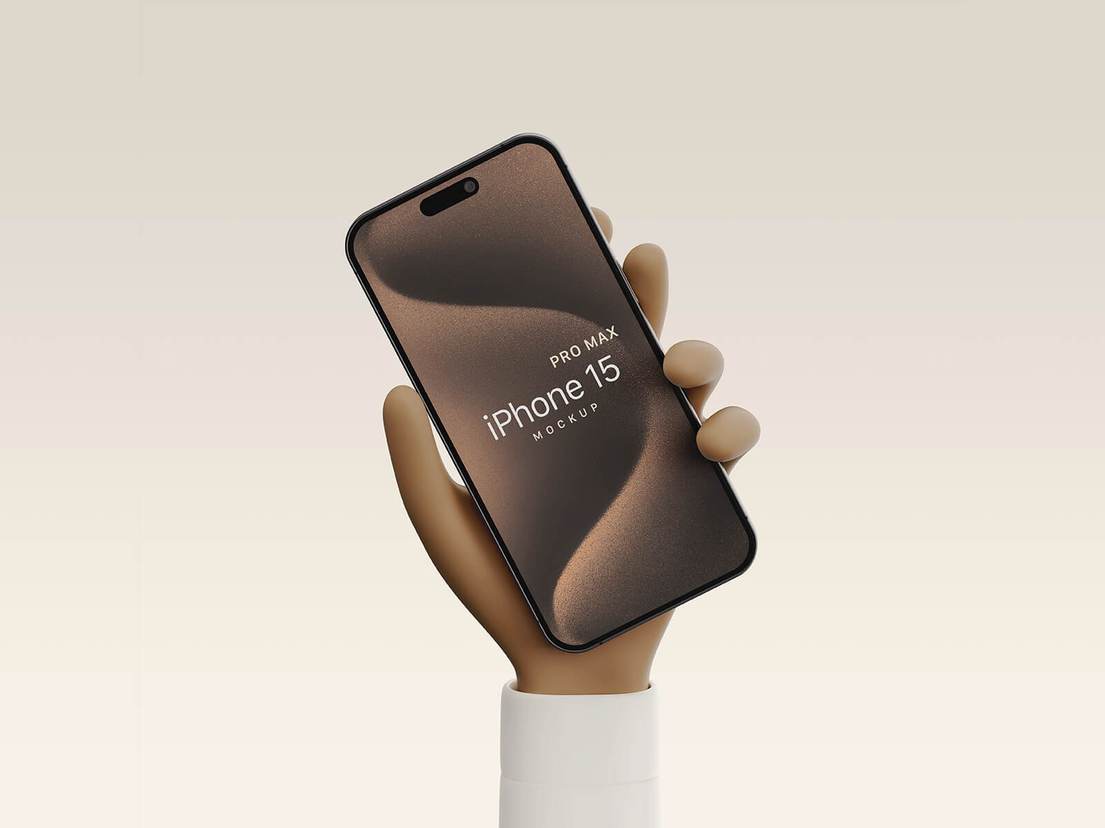 Free 3D Hand Holding iPhone 15 Pro Max Mockup PSD Set