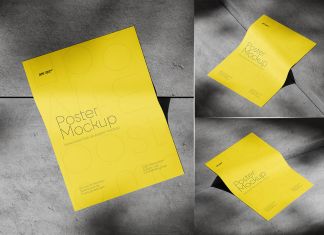 Free A4 Size Paper Flyer Poster Mockup PSD