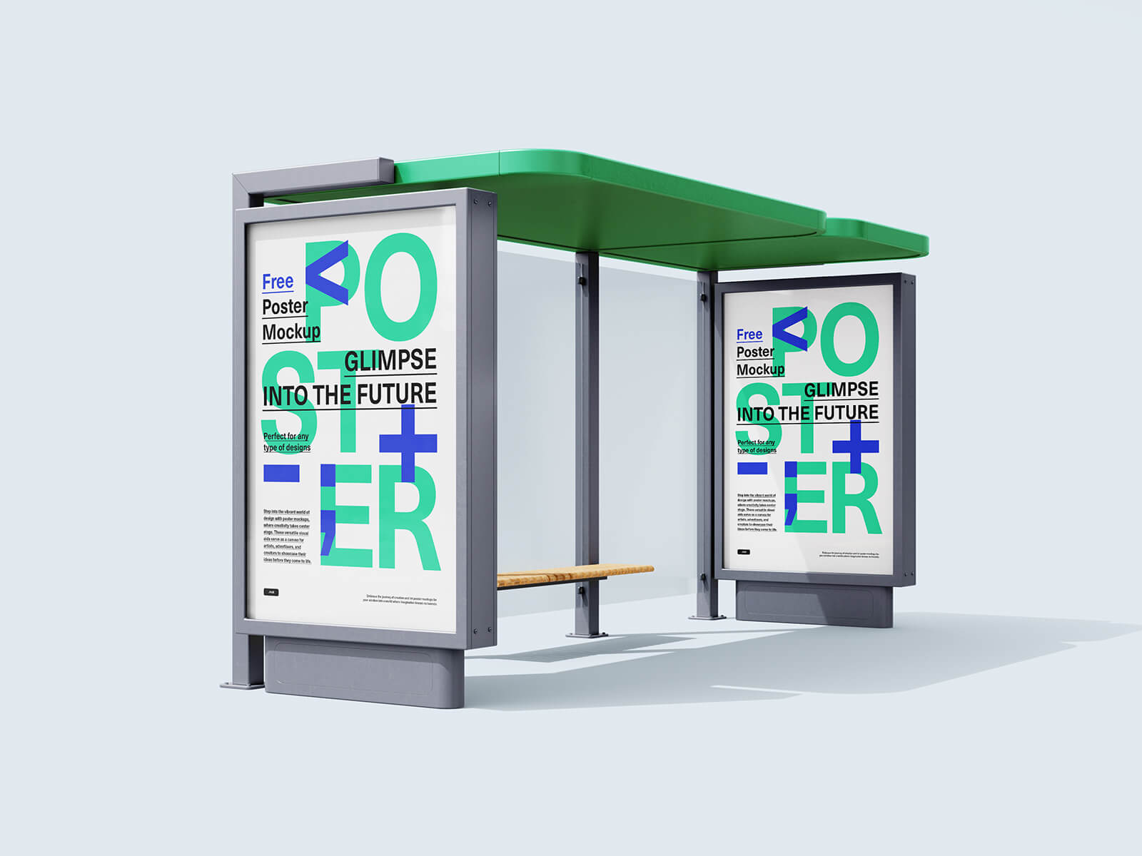 Free Bus Stop City Light Poster Mockup PSD Set
