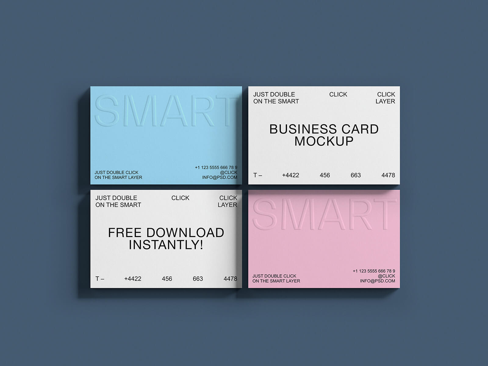 Free Embossed Business Cards Mockup PSD