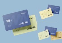 Free Floating Credit Card Mockup PSD