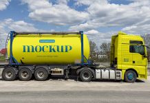 Free Fuel Petrol Oil Tank Truck Mockup PSD